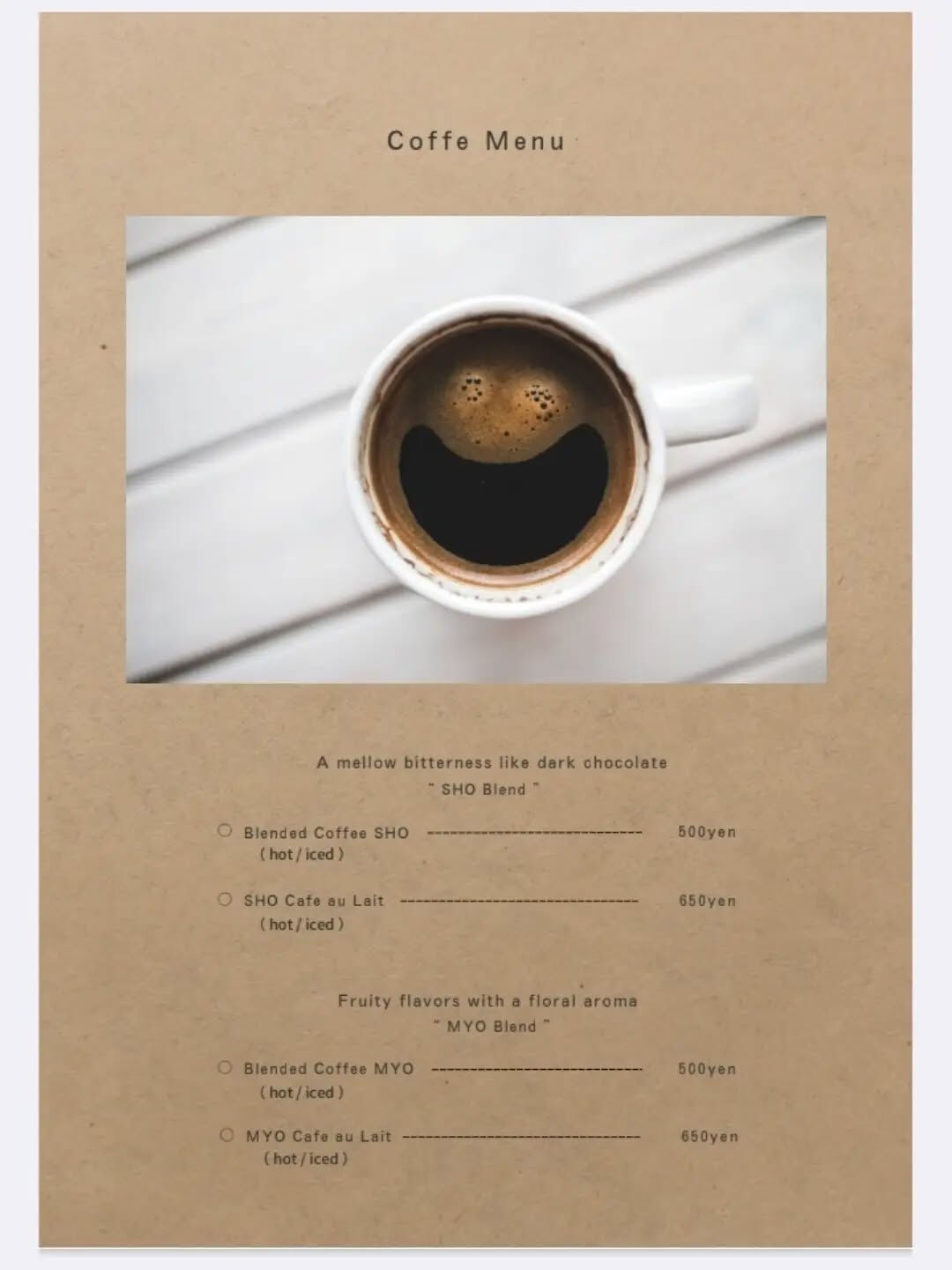 We have an English menu. 